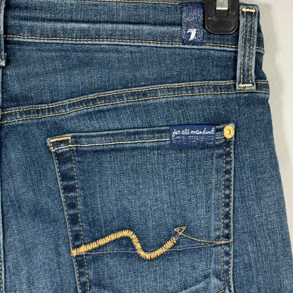 7 For‎ All Mankind Roxanne Crop Jeans Womens 29 Blue Medium Wash Slim Straight